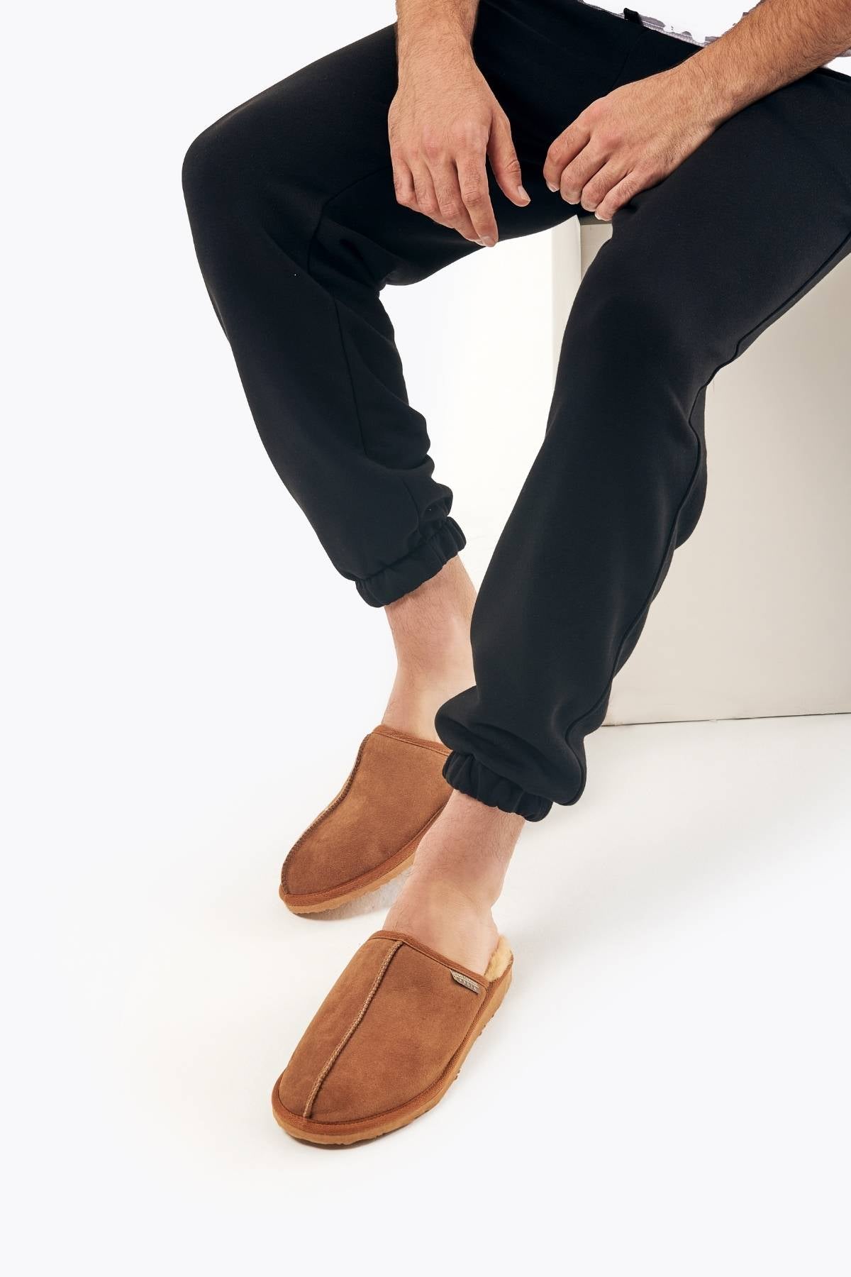 Pegia Fermo Shearling Chaussons Pour Hommes