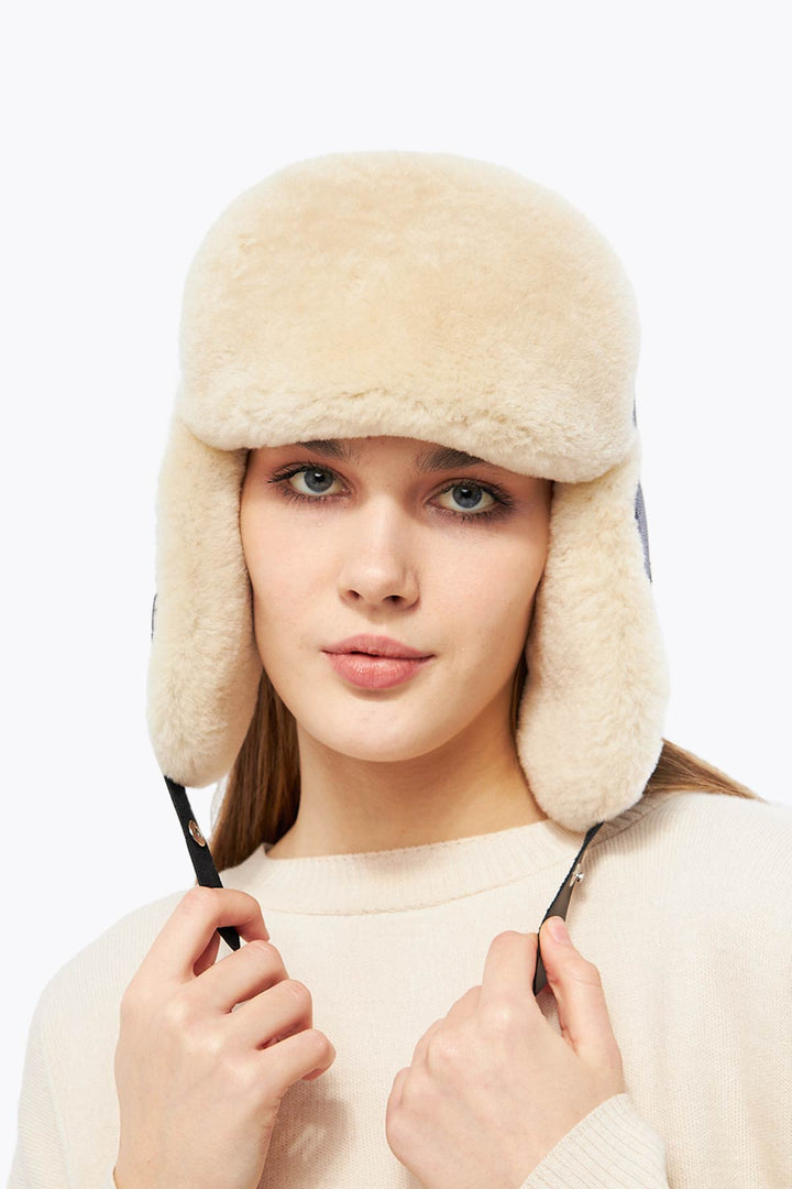 Pegia Hetta Sheepskin Unisex Adjustable Strap Aviator Hat - Pegia