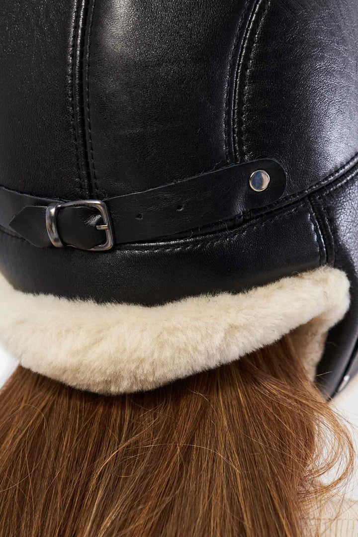 Pegia Hetta Sheepskin Unisex Adjustable Strap Aviator Hat - Pegia