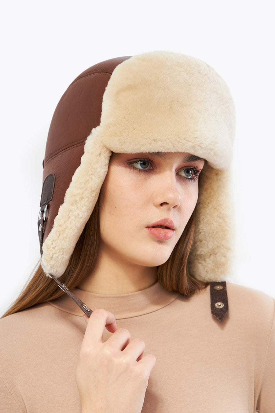 Pegia Hetta Sheepskin Unisex Adjustable Strap Aviator Hat - Pegia