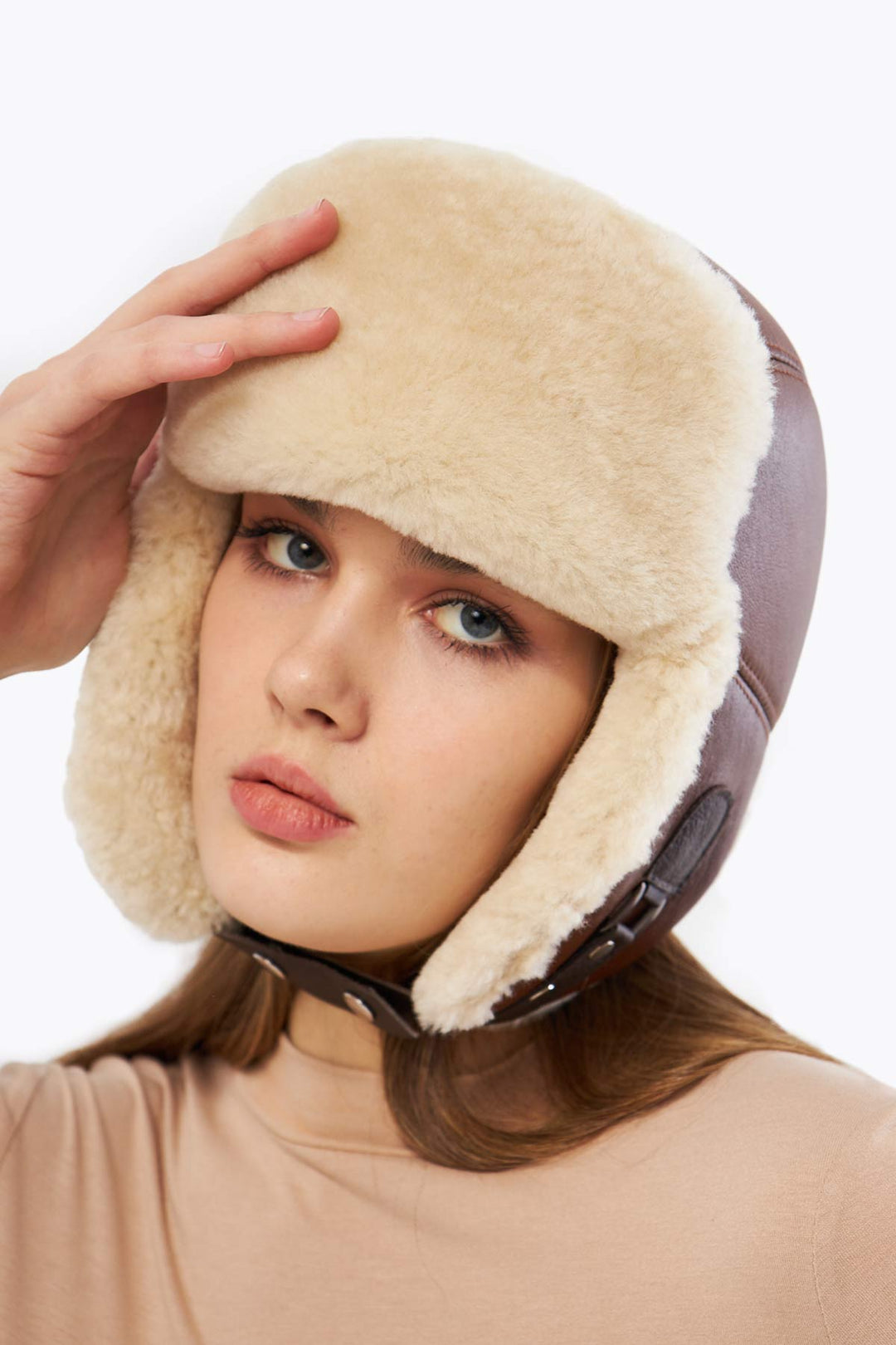 Pegia Hetta Sheepskin Unisex Adjustable Strap Aviator Hat - Pegia
