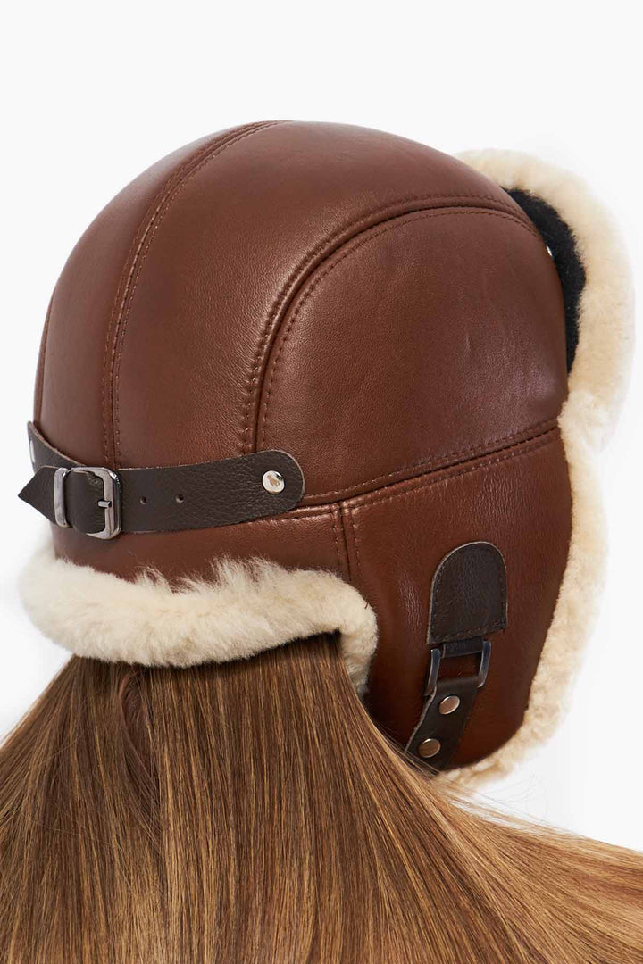 Pegia Hetta Sheepskin Unisex Adjustable Strap Aviator Hat - Pegia