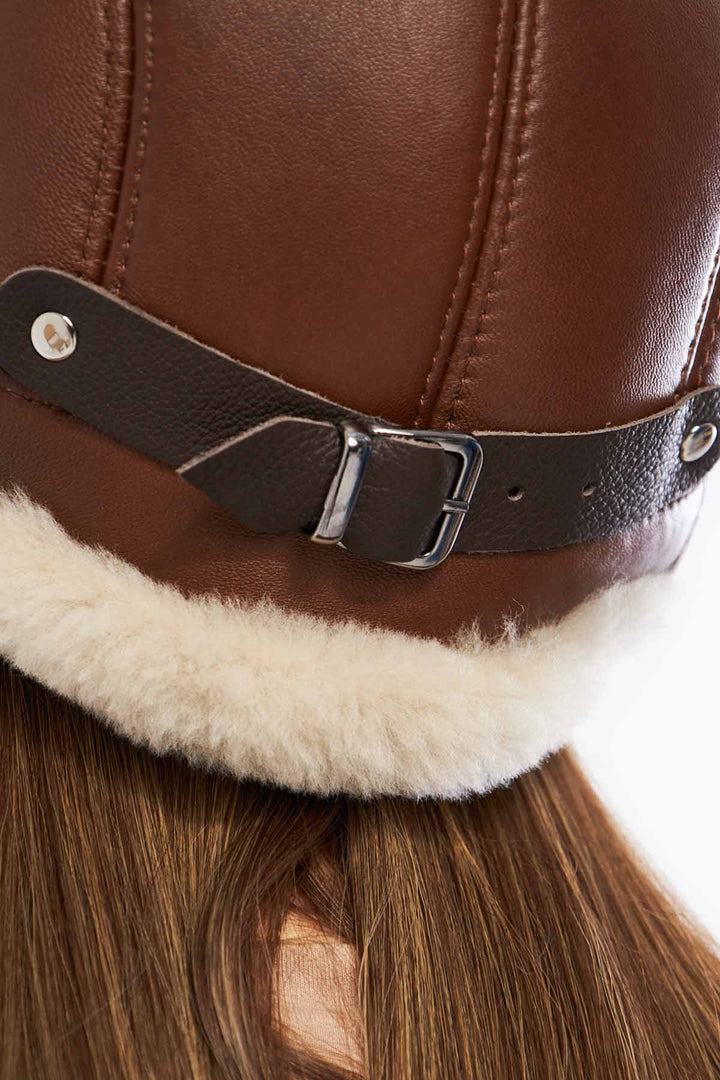 Pegia Hetta Sheepskin Unisex Adjustable Strap Aviator Hat - Pegia