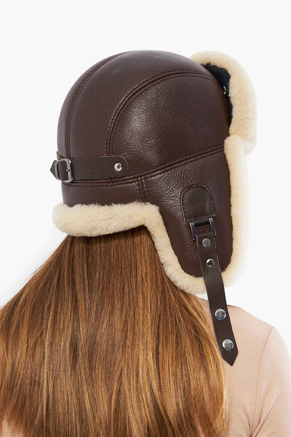 Pegia Hetta Sheepskin Unisex Adjustable Strap Aviator Hat