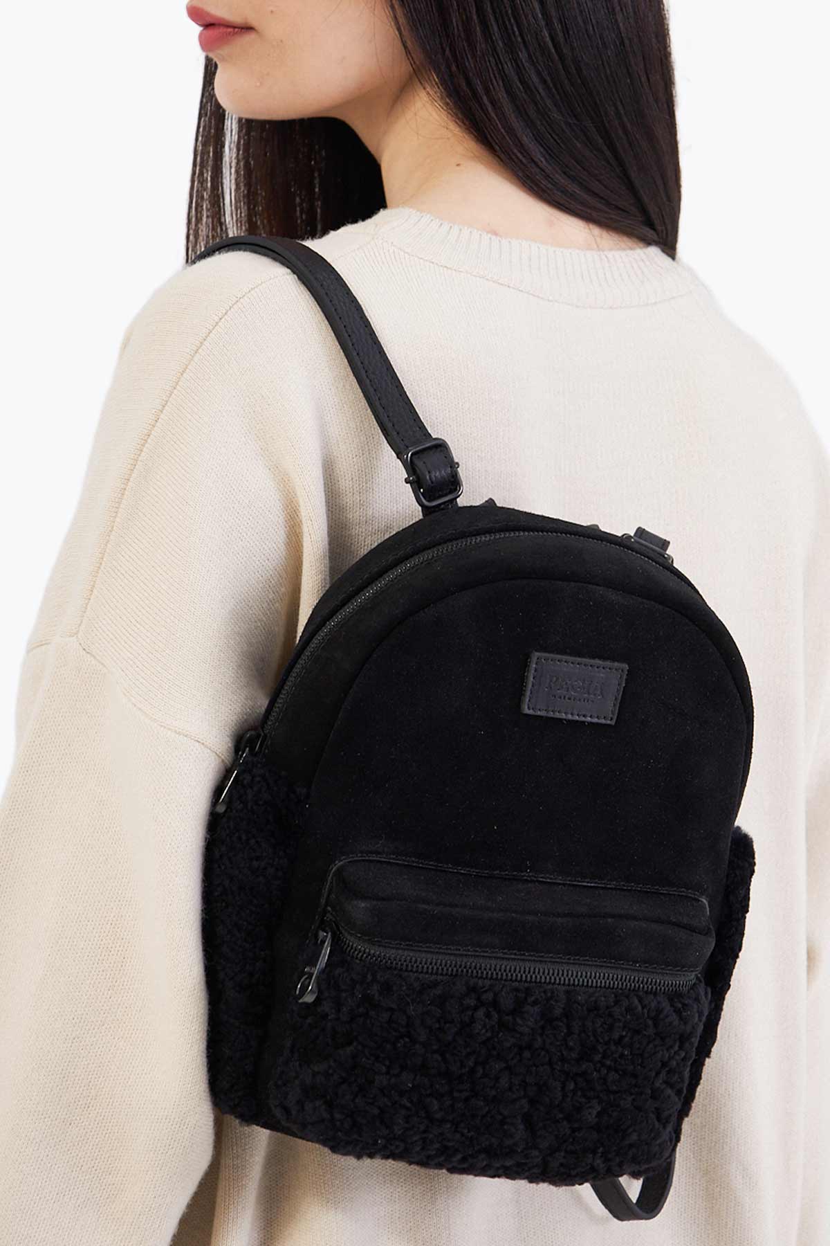 Pegia Moso Shearling Mini Backpack