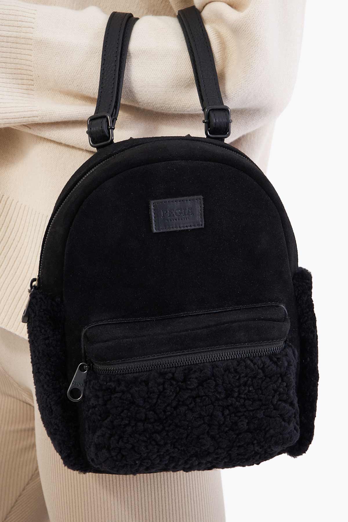 Pegia Moso Shearling Mini Backpack