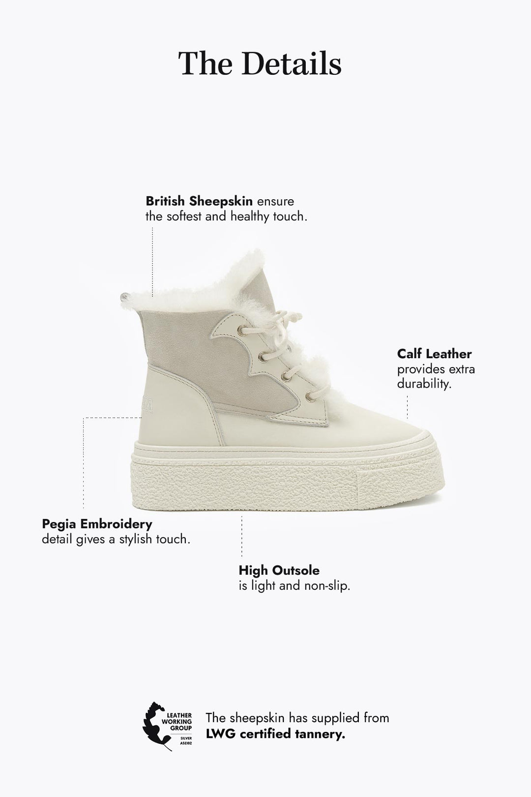 Pegia Nora Shearling Platform Women's Boots - Pegia